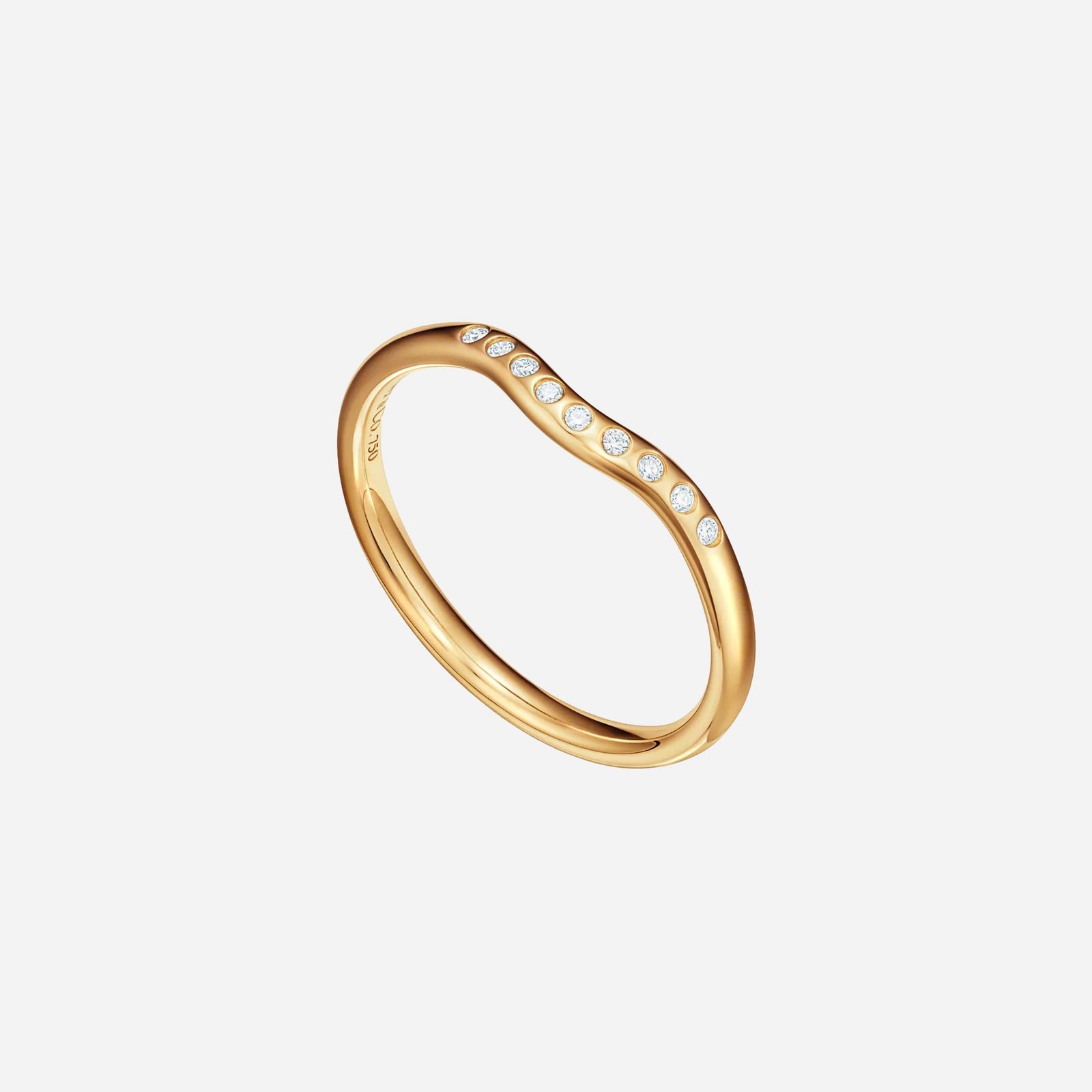 Pre-Owned Tiffany & Co. Elsa Peretti® Wedding Band Ring in 18K Gold with Round Brilliant Diamonds, 2 mm (1) Pre-Owned Tiffany & Co. Elsa Peretti® Wedding Band Ring in 18K Gold with Round Brilliant Diamonds, 2 mm