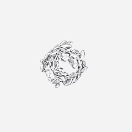 Pre-Owned Tiffany & Co. Paloma Picasso® Olive Leaf Band Ring in 18K White Gold with Round Brilliant Diamonds