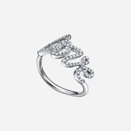 Pre-Owned Tiffany & Co. Paloma Picasso® Paloma’s Graffiti Love Ring in 18K White Gold with Round Brilliant Diamonds, Small