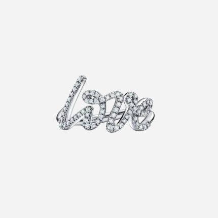 Pre-Owned Tiffany & Co. Paloma Picasso® Paloma’s Graffiti Love Ring in 18K White Gold with Round Brilliant Diamonds, Small