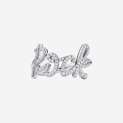 Pre-Owned Tiffany & Co. Paloma Picasso® Paloma’s Graffiti Rock Ring in 18K White Gold with Round Brilliant Diamonds, Small
