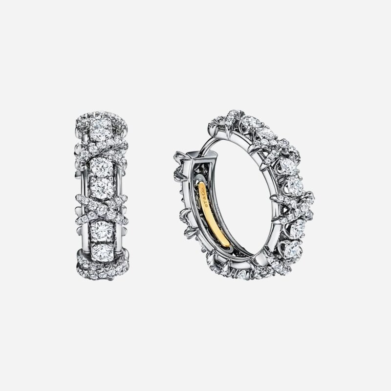 Pre-Owned Tiffany & Co. Sixteen Stone Earrings in Platinum with Pavé Diamonds