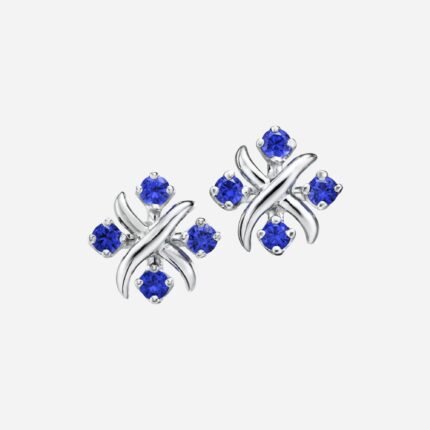 Pre-Owned Tiffany & Co. Sixteen Stone Earrings in Platinum with Round Sapphires