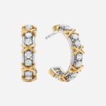 Pre-Owned Tiffany & Co. Sixteen Stone Hoop Earrings in Platinum and 18K Yellow Gold with Round Brilliant Diamonds