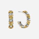 Pre-Owned Tiffany & Co. Sixteen Stone Hoop Earrings in Platinum and 18K Yellow Gold with Yellow and White Diamonds