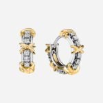 Pre-Owned Tiffany & Co. Sixteen Stone Narrow Earrings in Platinum and 18K Yellow Gold with Round Brilliant Diamonds