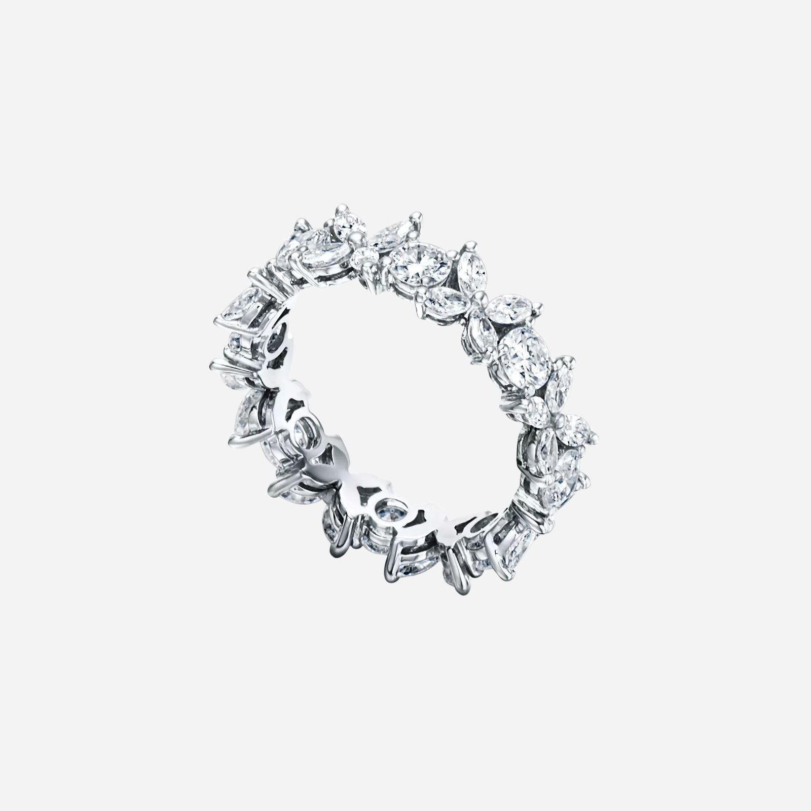 Pre-Owned Tiffany & Co. Tiffany Victoria® Alternating Ring in Platinum with Diamonds (1) Pre-Owned Tiffany & Co. Tiffany Victoria® Alternating Ring in Platinum with Diamonds