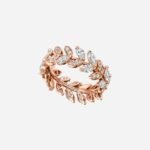 Pre-Owned Tiffany & Co. Tiffany Victoria® Diamond Vine Band Ring in 18K Rose Gold with Round Brilliant and Marquise Diamonds
