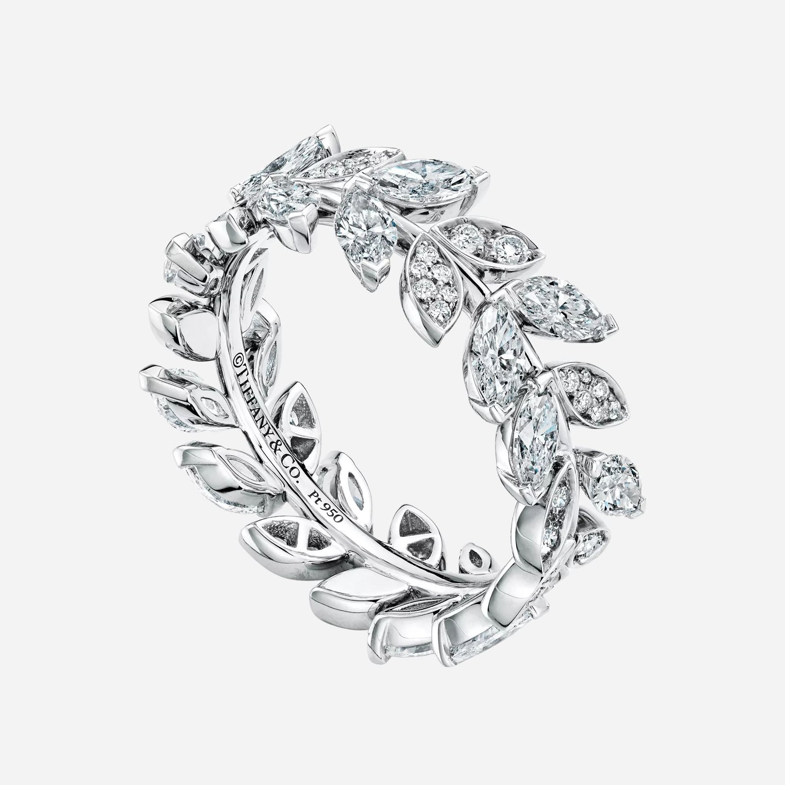 Pre-Owned Tiffany & Co. Tiffany Victoria® Diamond Vine Band Ring in Platinum with Mixed-Cut Diamonds (1) Pre-Owned Tiffany & Co. Tiffany Victoria® Diamond Vine Band Ring in Platinum with Mixed-Cut Diamonds