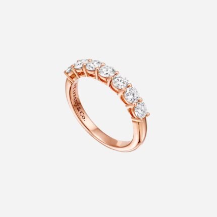 Pre-Owned Tiffany Forever Band Ring in 18K Rose Gold with a Half-Circle of Diamonds, 3.5 mm