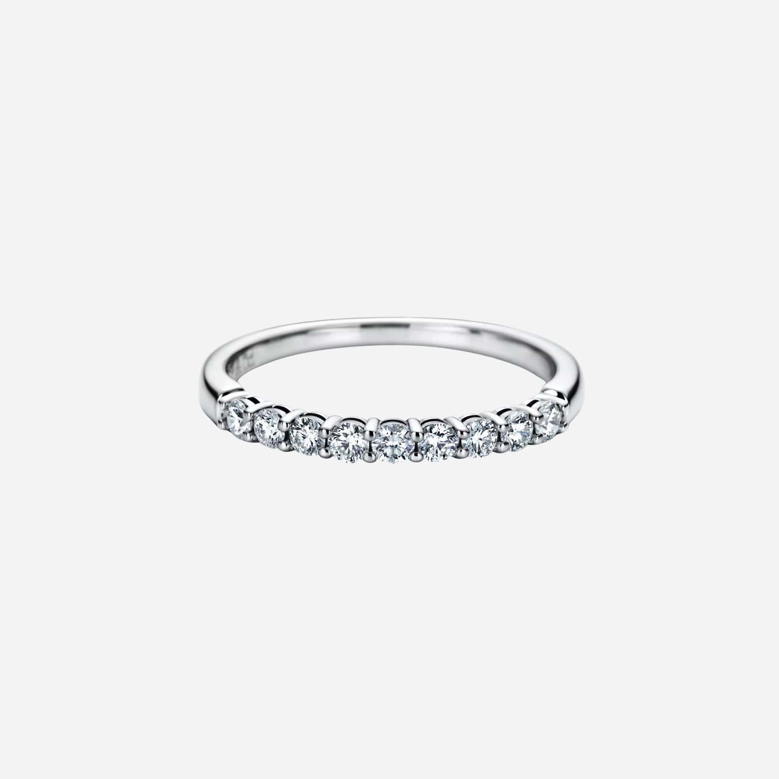 Pre-Owned Tiffany Forever Band Ring in Platinum with a Half-Circle of Diamonds, 2.2 mm Pre-Owned Tiffany Forever Band Ring in Platinum with a Half-Circle of Diamonds, 2.2 mm