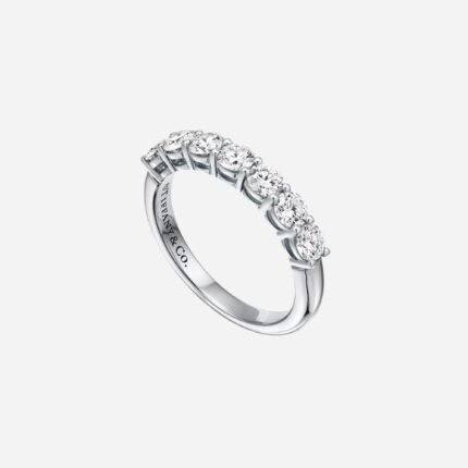 Pre-Owned Tiffany Forever Band Ring in Platinum with a Half-Circle of Diamonds, 3.5 mm