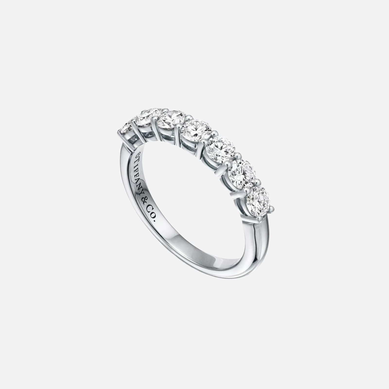 Pre-Owned Tiffany Forever Band Ring in Platinum with a Half-Circle of Diamonds, 3.5 mm (1) Pre-Owned Tiffany Forever Band Ring in Platinum with a Half-Circle of Diamonds, 3.5 mm