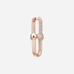 Pre-Owned Tiffany HardWear Large Link Earrings in 18K Rose Gold with Pavé Diamonds - Image 3