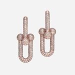 Pre-Owned Tiffany HardWear Large Link Earrings in 18K Rose Gold with Pavé Diamonds