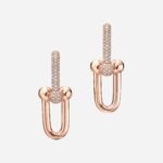 Pre-Owned Tiffany HardWear Large Link Earrings in 18K Rose Gold with Pavé Diamonds