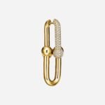 Pre-Owned Tiffany HardWear Large Link Earrings in 18K Yellow Gold with Pavé Diamonds - Image 2