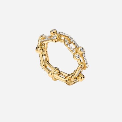 Pre-Owned Tiffany HardWear Small Link Ring in 18K Yellow Gold with Diamonds