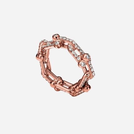 Pre-Owned Tiffany HardWear Small Link Ring in 18K Rose Gold with Pavé Diamonds