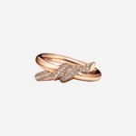 Pre-Owned Tiffany Knot Double Row Ring in 18K Rose Gold with Diamonds