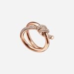 Pre-Owned Tiffany Knot Double Row Ring in 18K Rose Gold with Diamonds - Image 3