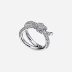Pre-Owned Tiffany Knot Double Row Ring in 18K White Gold with Diamonds