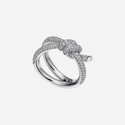 Pre-Owned Tiffany Knot Double Row Ring in 18K White Gold with Diamonds
