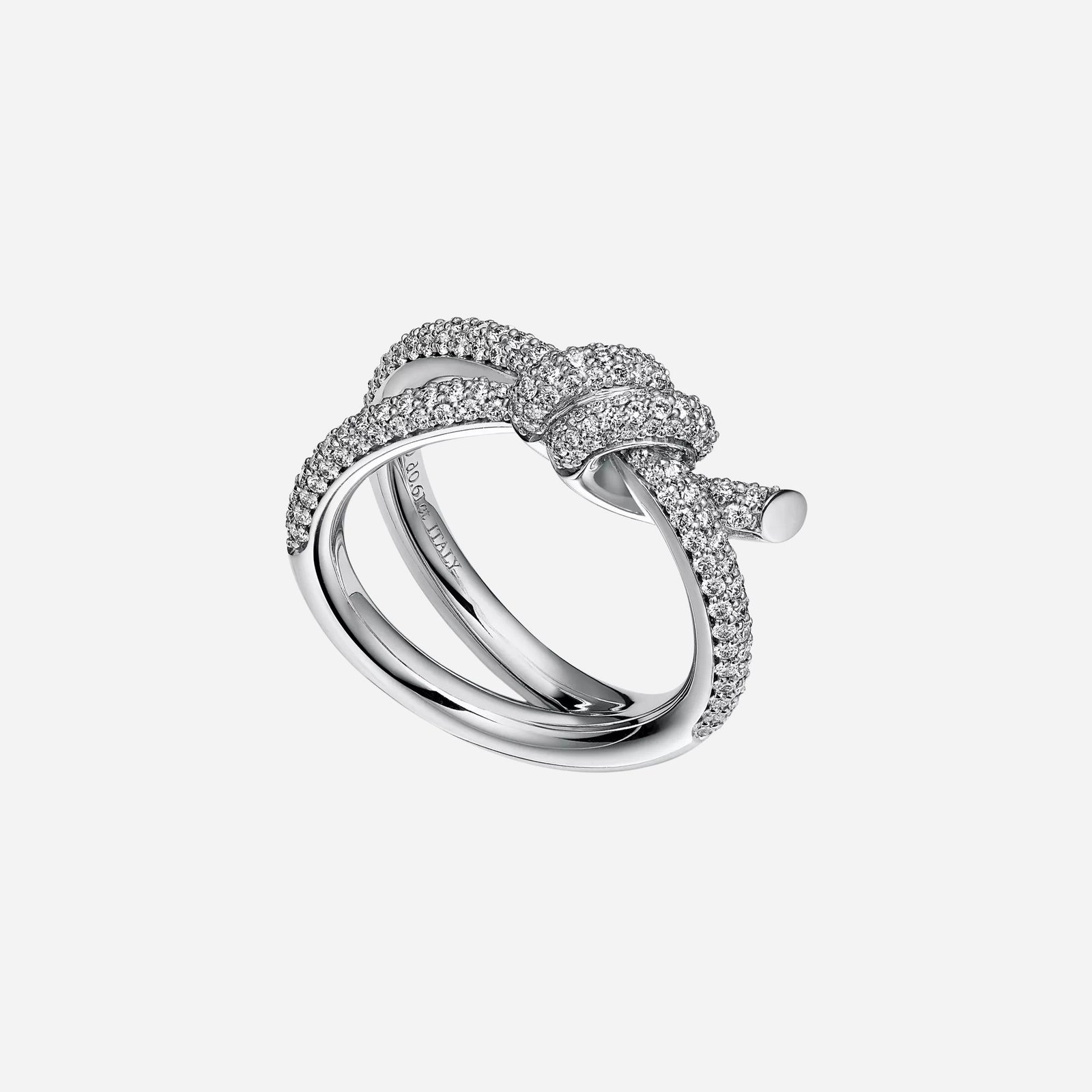 Pre-Owned Tiffany Knot Double Row Ring in 18K White Gold with Diamonds (1) Pre-Owned Tiffany Knot Double Row Ring in 18K White Gold with Diamonds