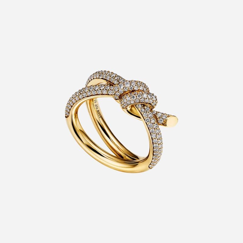 Pre-Owned Tiffany Knot Double Row Ring in 18K Yellow Gold with Diamonds