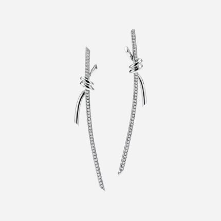 Pre-Owned Tiffany Knot Drop Earrings in 18K White Gold with Diamonds