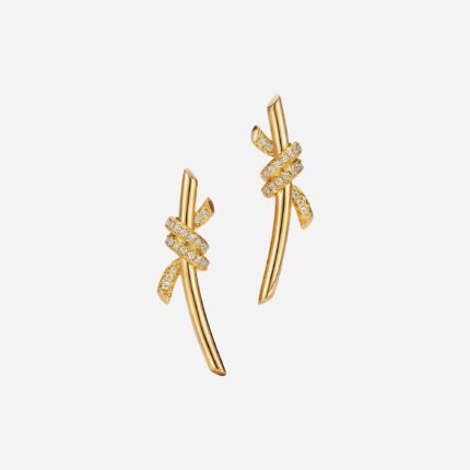 Pre-Owned Tiffany Knot Earrings in 18K Yellow Gold with Diamonds