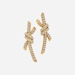 Pre-Owned Tiffany Knot Earrings in 18K Rose Gold with Pavé Diamonds