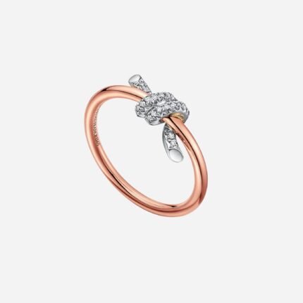 Pre-Owned Tiffany Knot Ring in 18K Rose Gold and Platinum with Diamonds