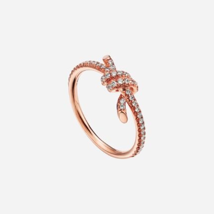 Pre-Owned Tiffany Knot Ring in 18K Rose Gold with Pavé Diamonds