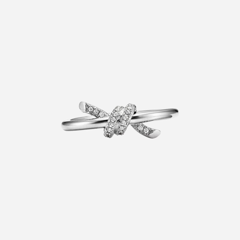 Pre-Owned Tiffany Knot Ring in 18K White Gold with Diamonds