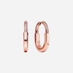 Pre-Owned Tiffany Lock Earrings in 18K Rose Gold with Diamonds, Medium