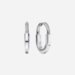 Pre-Owned Tiffany Lock Earrings in 18K White Gold with Diamonds, Medium