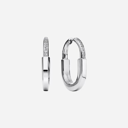 Pre-Owned Tiffany Lock Earrings in 18K White Gold with Diamonds, Medium