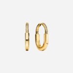 Pre-Owned Tiffany Lock Earrings in 18K Yellow Gold with Diamonds, Medium