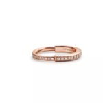 Pre-Owned Tiffany Lock Ring in 18K Rose Gold with Pavé Diamonds - Image 2