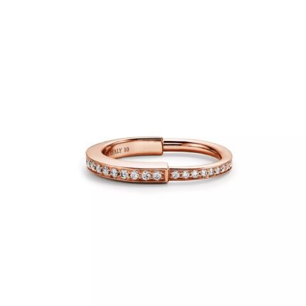 Pre-Owned Tiffany Lock Ring in 18K Rose Gold with Pavé Diamonds