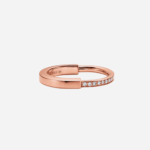Pre-Owned Tiffany Lock Ring in 18K Rose Gold with Round Brilliant Diamonds - Image 3