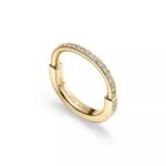 Pre-Owned Tiffany Lock Ring in 18K Yellow Gold with Pavé Diamonds - Image 3