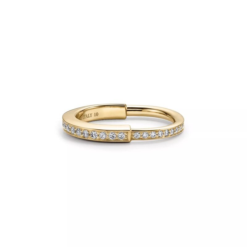 Pre-Owned Tiffany Lock Ring in 18K Yellow Gold with Pavé Diamonds