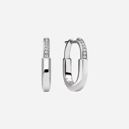 Pre-Owned Tiffany Lock Small Earrings in 18K White Gold with Diamonds