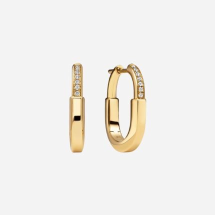 Pre-Owned Tiffany Lock Small Earrings in 18K Yellow Gold with Diamonds