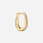 Pre-Owned Tiffany Lock Small Lock Earrings in 18K Yellow Gold with Pavé Diamonds - Image 3