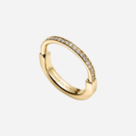 Pre-Owned Tiffany Lock Ring in 18K Yellow Gold with Round Brilliant Diamonds - Image 3