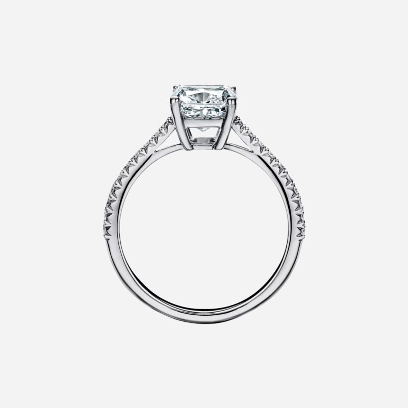 Pre-Owned Tiffany Novo® Cushion-Cut Engagement Ring with a Pavé Diamond Platinum Band