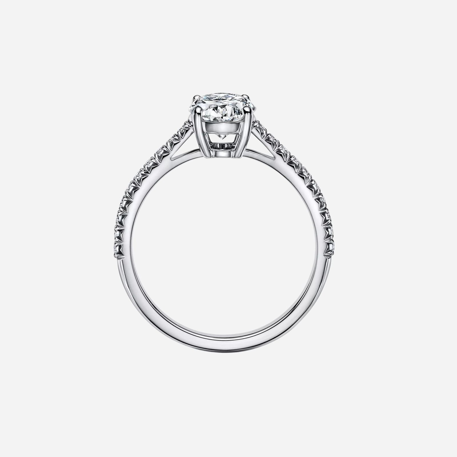 Pre-Owned Tiffany Novo® Oval Brilliant Engagement Ring with a Pavé Diamond Platinum Band (1) Pre-Owned Tiffany Novo® Oval Brilliant Engagement Ring with a Pavé Diamond Platinum Band